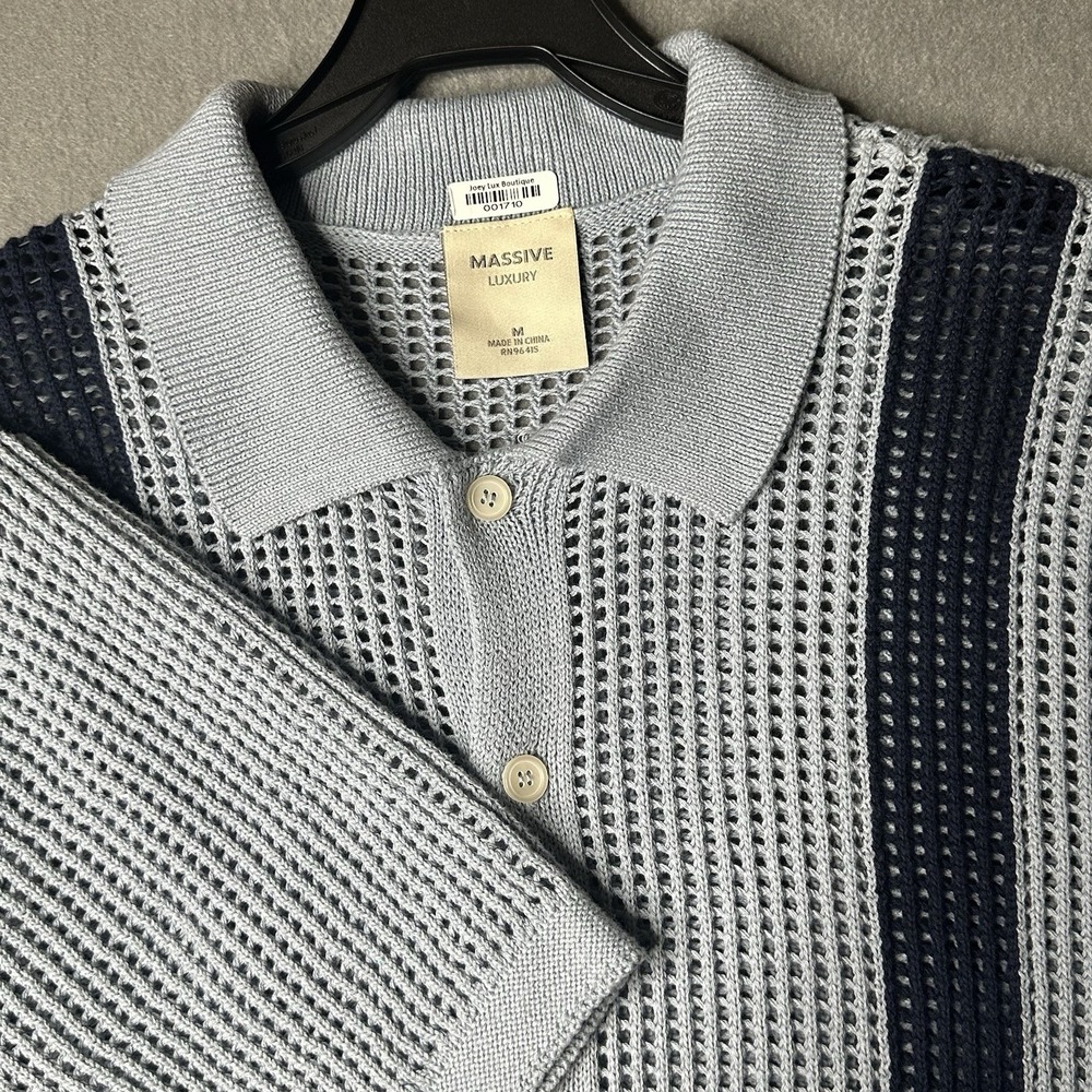 Massive Luxury Knit‎ Crochet Mens Shirt Size Medium New with tags vintage